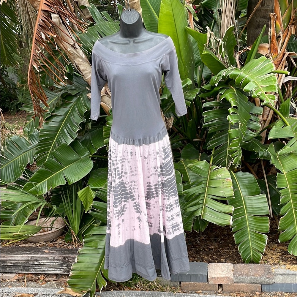 Luna luz off the shoulder tie-dye drop waist dress